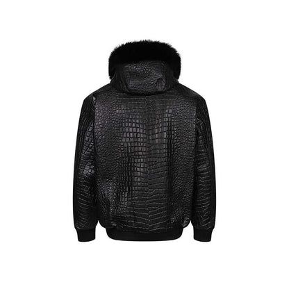 Croc Print Bomber Jacket