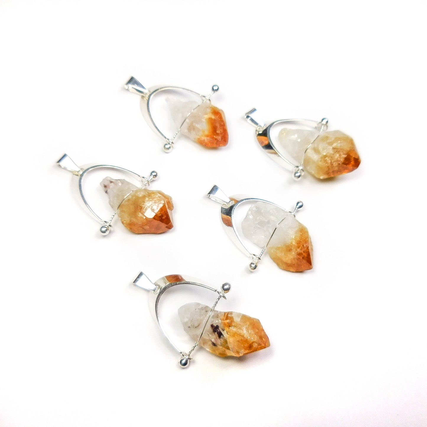 Citrine Crystal Point Pendant Silver Wire Wrapped Necklace Charm Healing Crystals And Stones