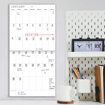 Undated 12" x 12" Dry Erase Wall Calendar