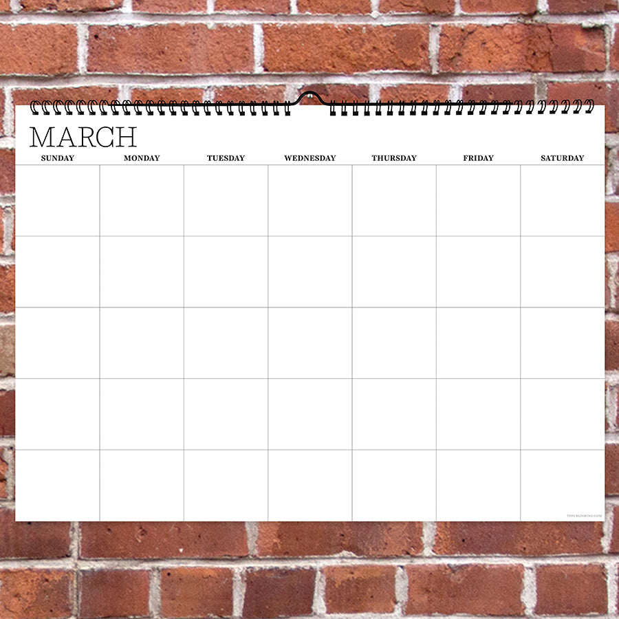 Undated 17" x 12" Dry Erase Medium Wire-o Hanging Wall Calendar