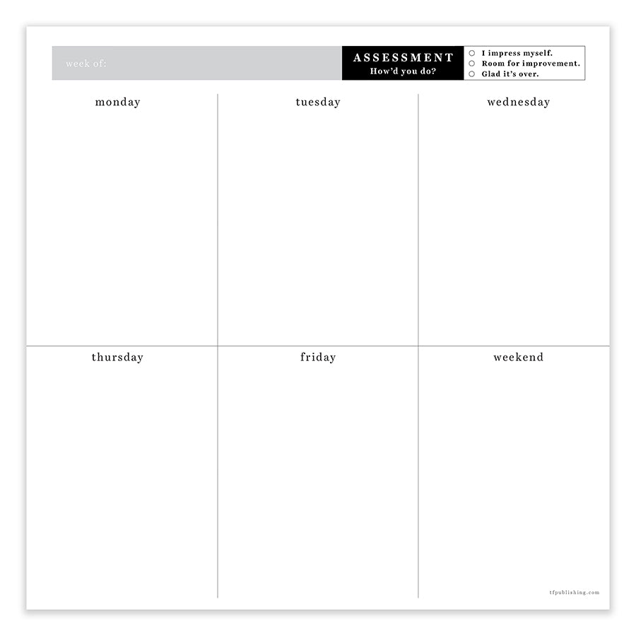 Executive Weekly Square Schedule Pad