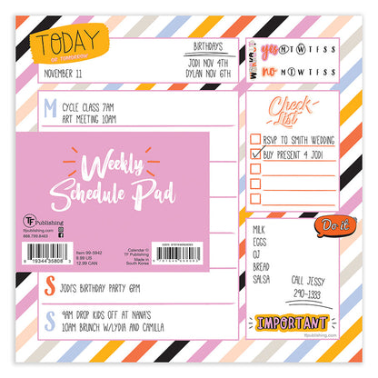 Super Stripe Weekly Square Schedule Pad