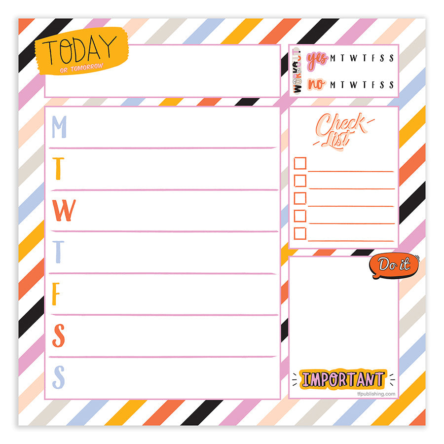 Super Stripe Weekly Square Schedule Pad