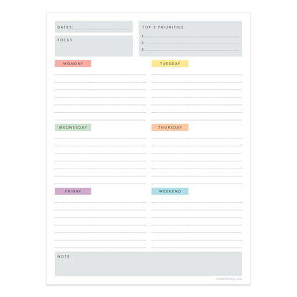 Simply Weekly Color Coded Task Pad - Magnetic