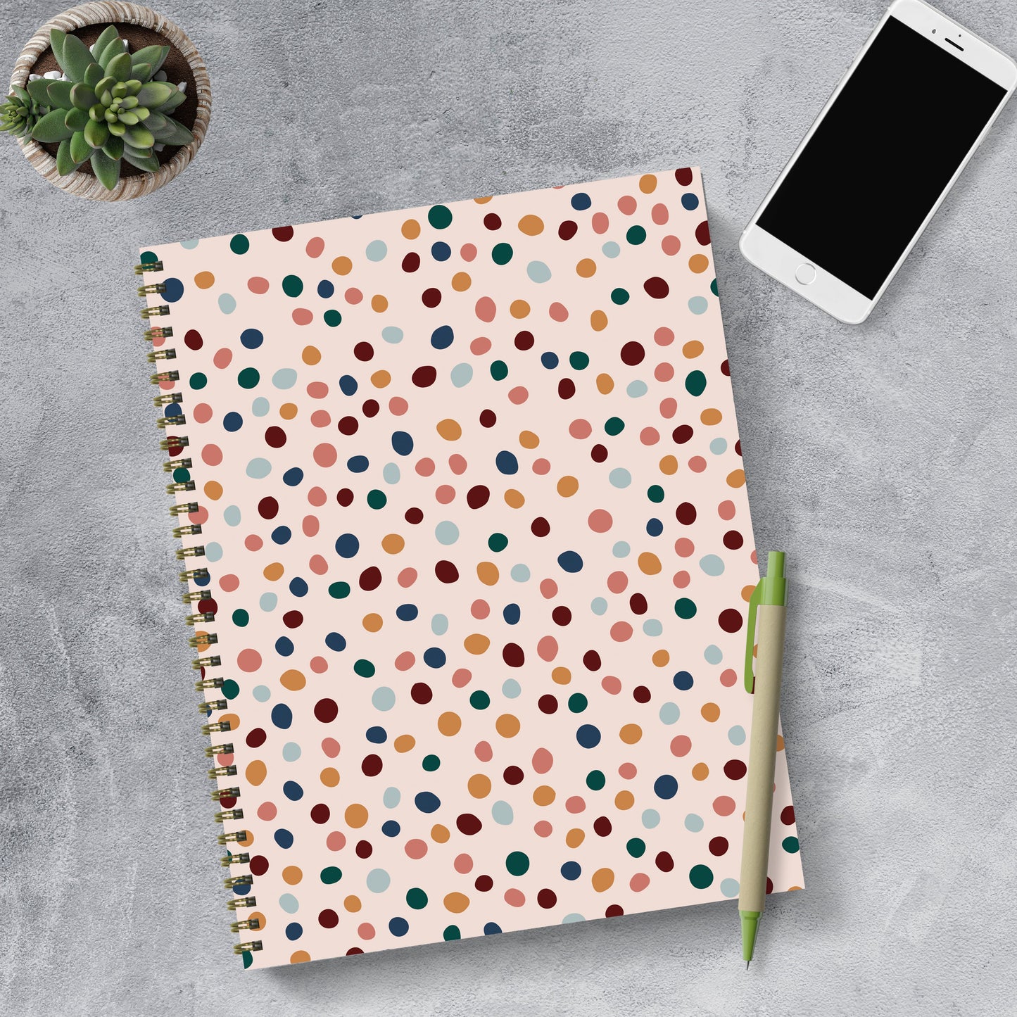 Spotted Dot Boho Undated Large Weekly Monthly Spiral Planner