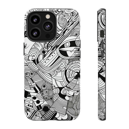 B&W ABSTRACT DOODLE | Tough Phone Case