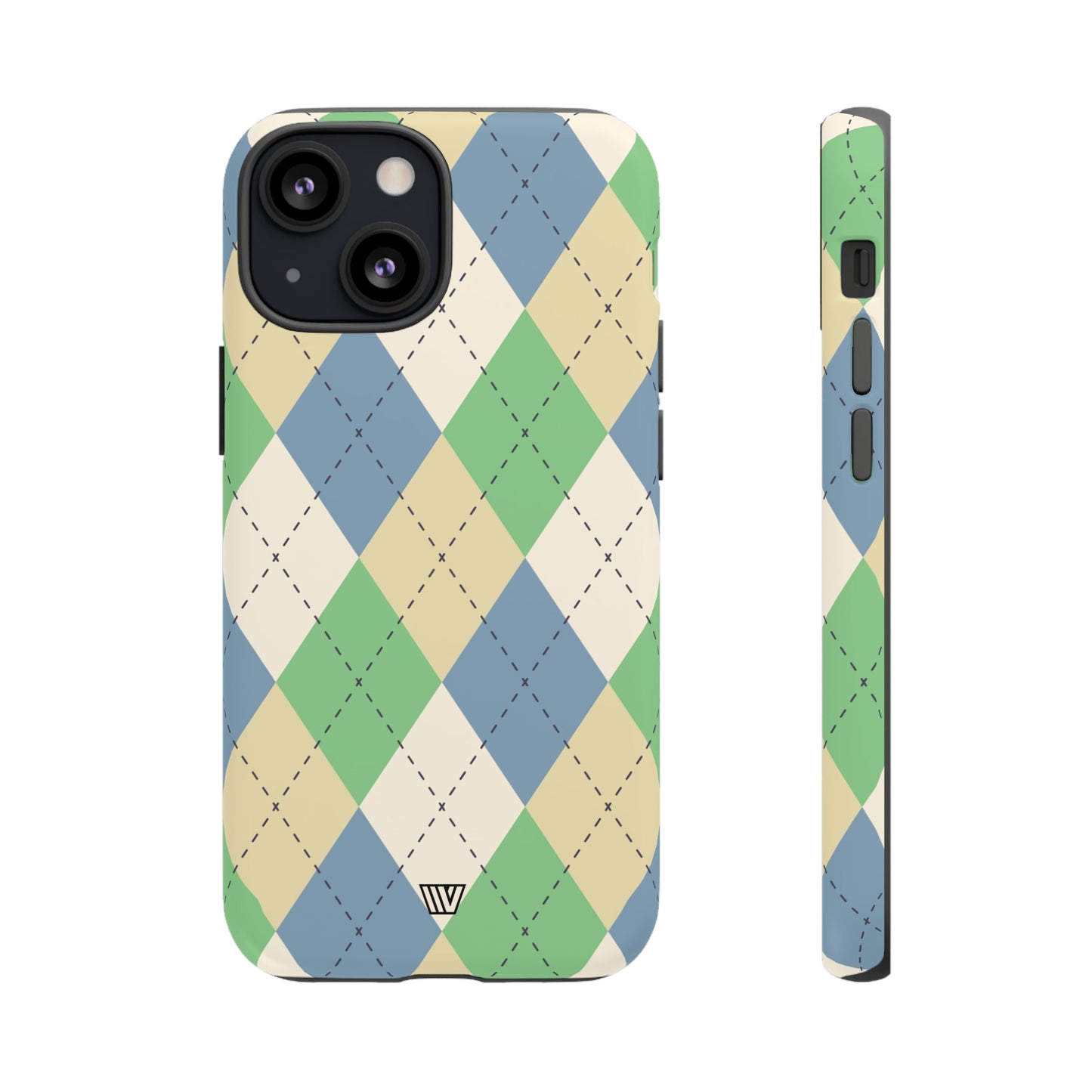 GREEN BLUE BEIGE ARGYLE | Tough Phone Case