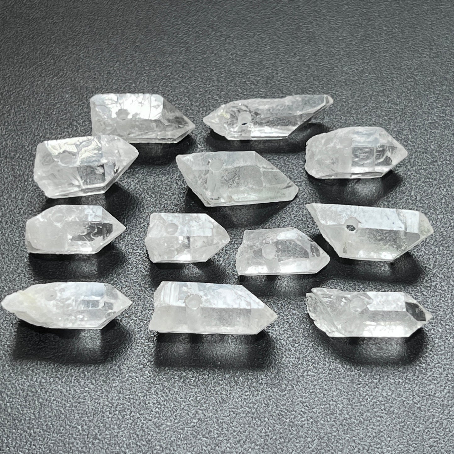 Drilled Hole Quartz Crystal Point Beads (3pcs)(2mm Hole) Pendant Necklace Charm Jewelry