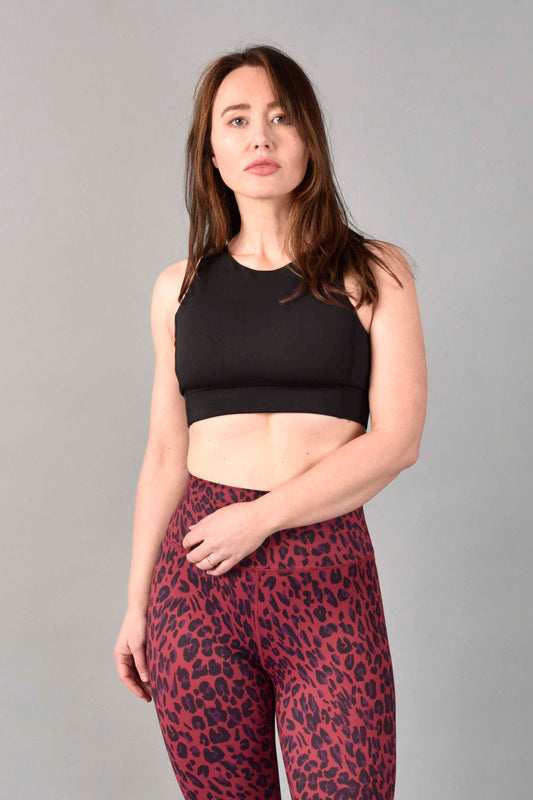 Anna Recycled Core Compression Longline Bra in Matte Black