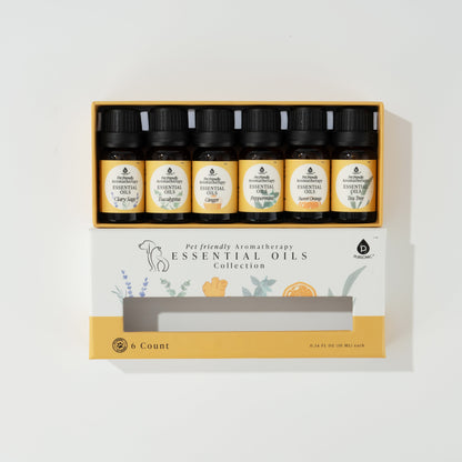 Pet-Friendly Aromatherapy Essential Oils Collection - Cedarwood, Chamomile, Frankincense, Ginger, Lavender, and Rosemary