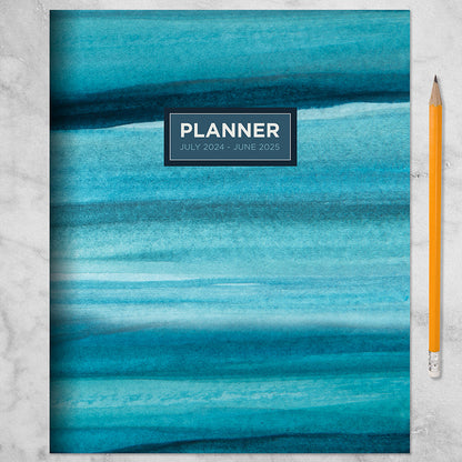 **FINAL SALE** July 2024 - June 2025 Blue Watercolor Medium Monthly Planner