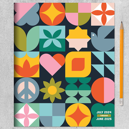 **FINAL SALE** July 2024 - June 2025 Scandanavian Symbols Medium Monthly Planner