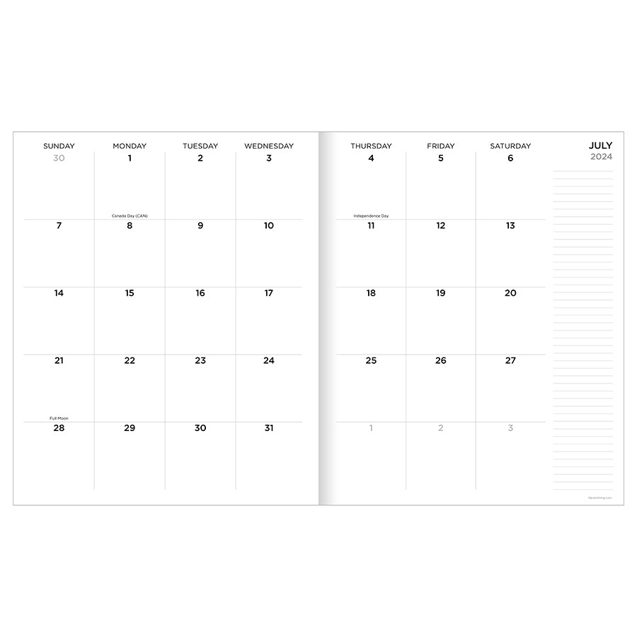 **FINAL SALE** July 2024 - June 2025 Black Leaves Large Monthly Planner