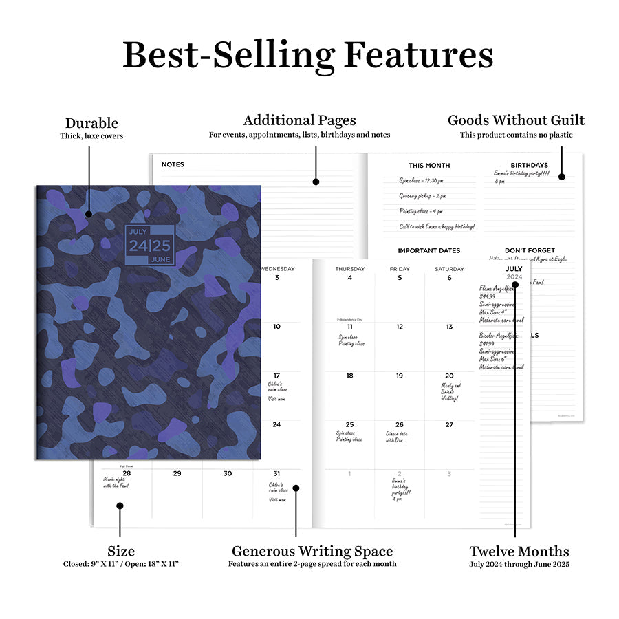 **FINAL SALE** July 2024 - June 2025 Camo Large Monthly Planner