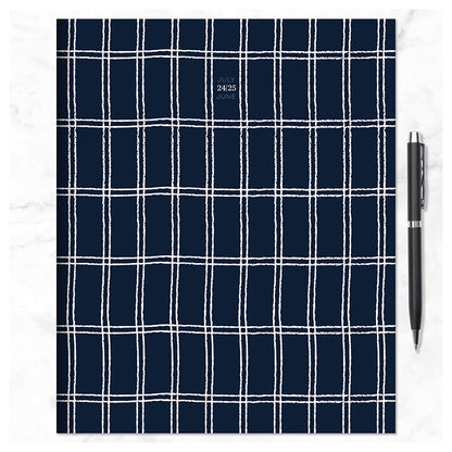 **FINAL SALE** July 2024 - June 2025 Navy Grid Large Monthly Planner