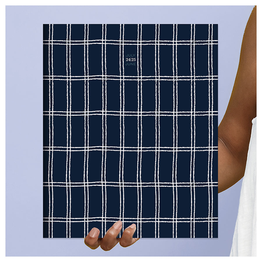 **FINAL SALE** July 2024 - June 2025 Navy Grid Large Monthly Planner