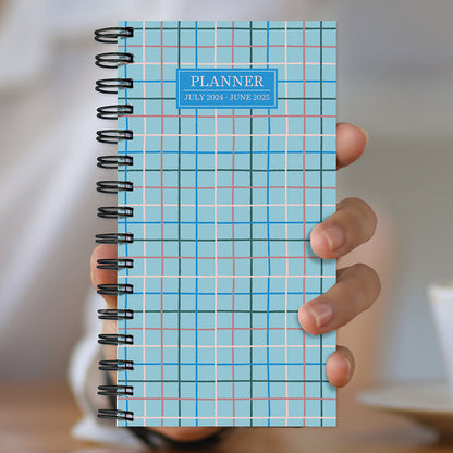 **FINAL SALE** July 2024 - June 2025 Blue Plaid Small Weekly Monthly Planner