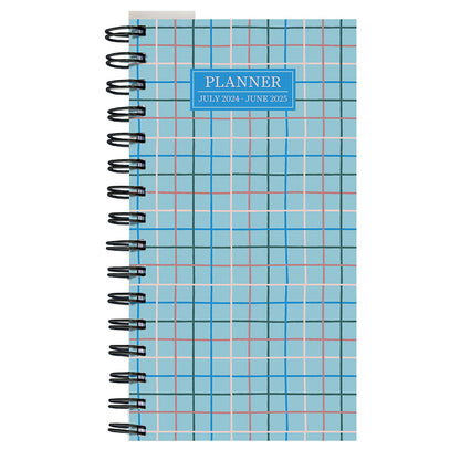 **FINAL SALE** July 2024 - June 2025 Blue Plaid Small Weekly Monthly Planner