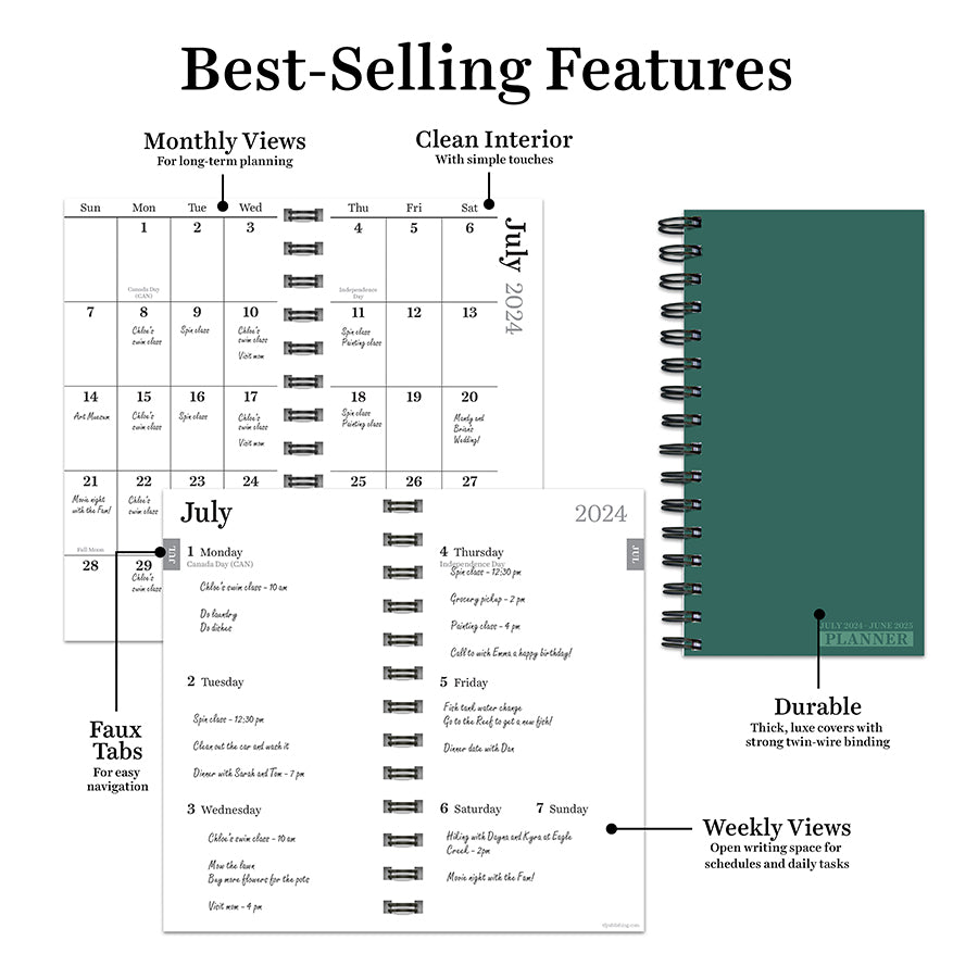 **FINAL SALE** July 2024 - June 2025 Sea Green Small Weekly Monthly Planner