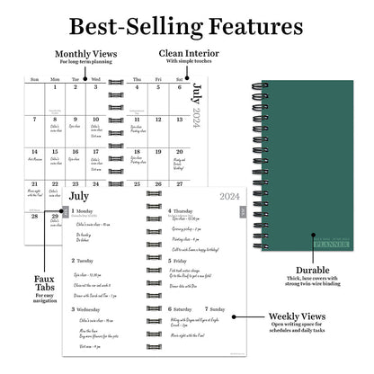 **FINAL SALE** July 2024 - June 2025 Sea Green Small Weekly Monthly Planner