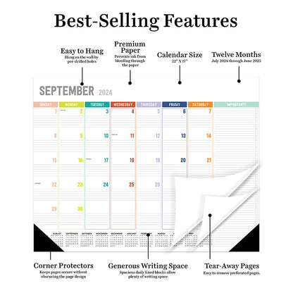 **FINAL SALE** July 2024 - June 2025 Rainbow Blocks Large Desk Pad Monthly Blotter Calendar