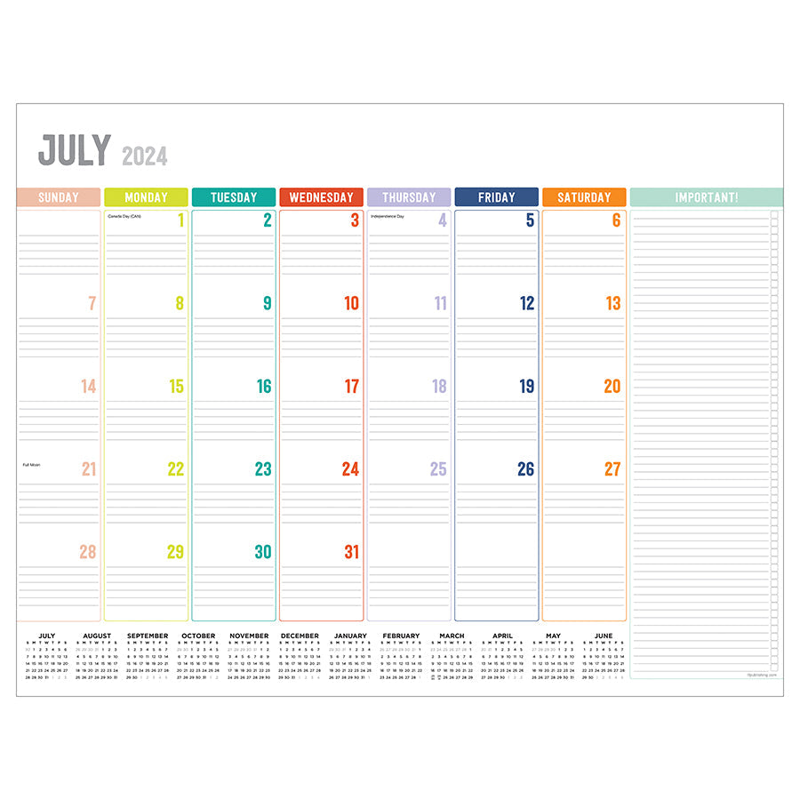 **FINAL SALE** July 2024 - June 2025 Rainbow Blocks Large Desk Pad Monthly Blotter Calendar