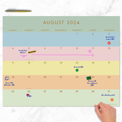 **FINAL SALE** July 2024 - June 2025 Super Stripe Large Desk Pad Monthly Blotter Calendar