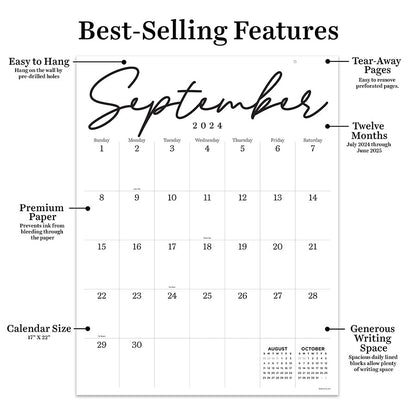 **FINAL SALE** July 2024 - June 2025 Large Art Poster Wall Calendar