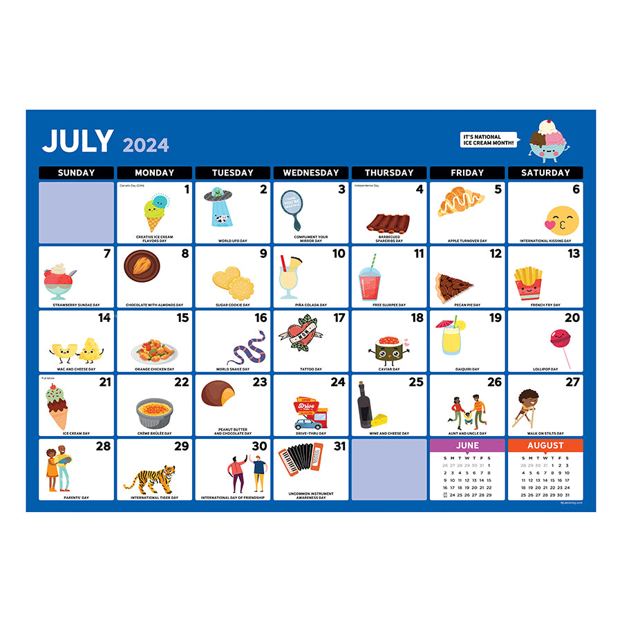 **FINAL SALE** July 2024 - June 2025 Every Day's A Holiday Medium Desk Pad Monthly Blotter Calendar