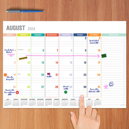 **FINAL SALE** July 2024 - June 2025 Rainbow Blocks Medium Desk Pad Monthly Blotter Calendar