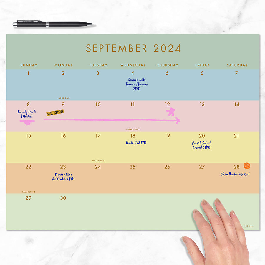 **FINAL SALE** July 2024 - June 2025 Super Stripe Medium Desk Pad Monthly Blotter Calendar