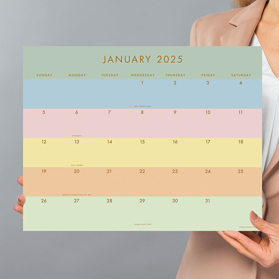 **FINAL SALE** July 2024 - June 2025 Super Stripe Medium Desk Pad Monthly Blotter Calendar