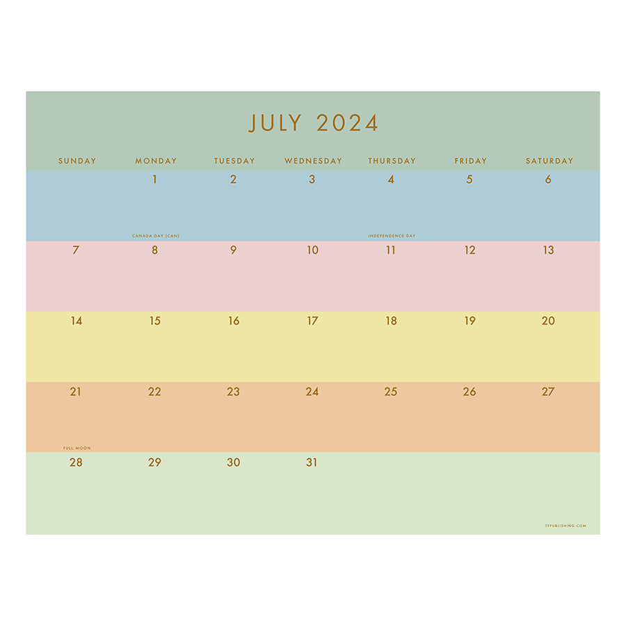 **FINAL SALE** July 2024 - June 2025 Super Stripe Medium Desk Pad Monthly Blotter Calendar