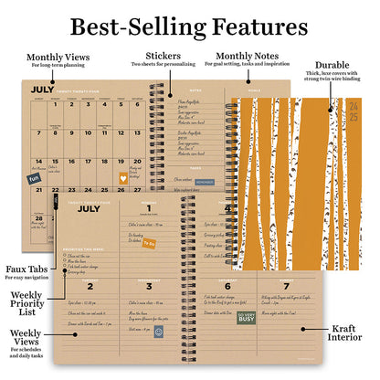 **FINAL SALE** July 2024 - June 2025 Aspen Trees Medium Weekly Monthly Planner