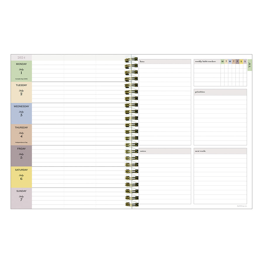 **FINAL SALE** July 2024 - June 2025 Coastal Flowers Medium Weekly Monthly Planner