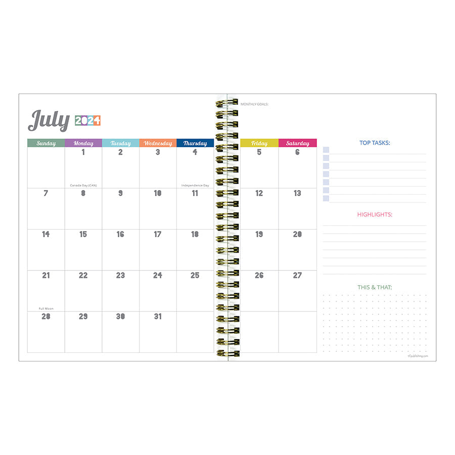 **FINAL SALE** July 2024 - June 2025 Blue Sky Rainbows Medium Weekly Monthly Planner