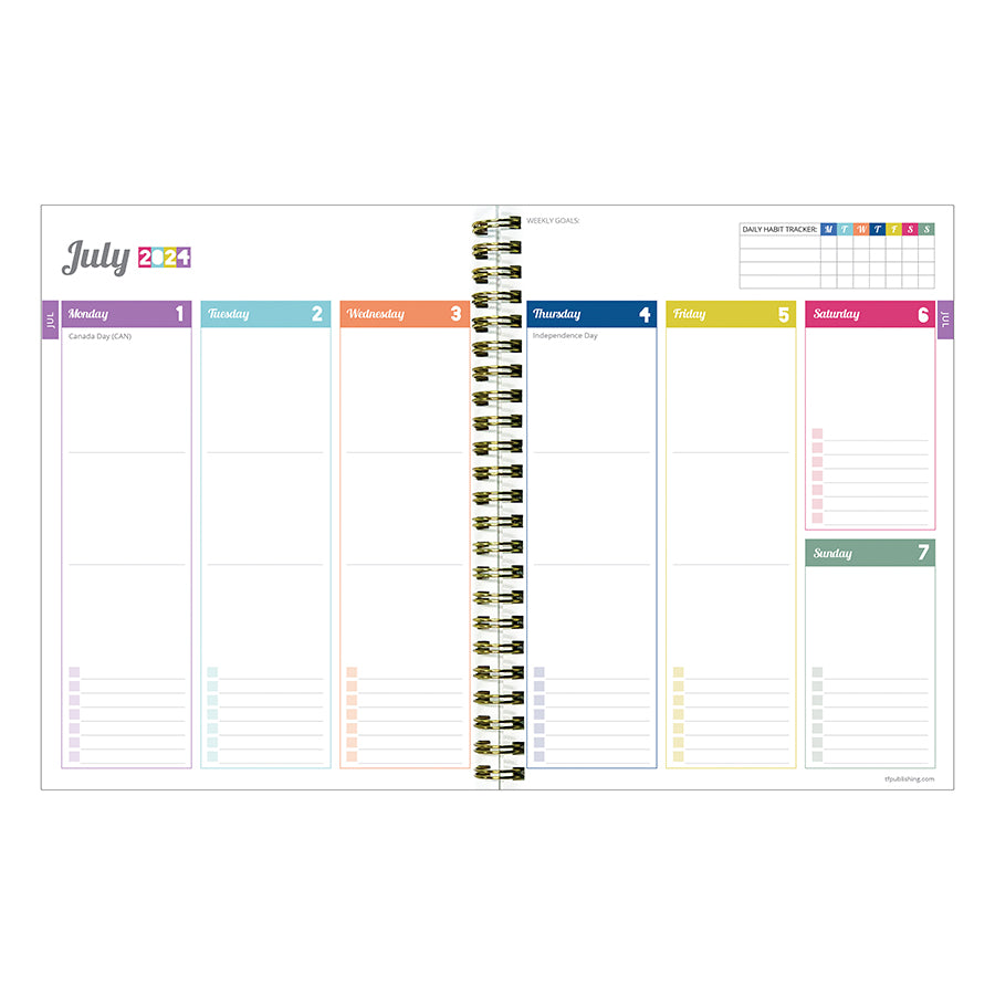 **FINAL SALE** July 2024 - June 2025 Cabana Stripe Medium Weekly Monthly Planner