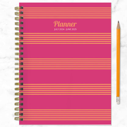 **FINAL SALE** July 2024 - June 2025 Cabana Stripe Medium Weekly Monthly Planner