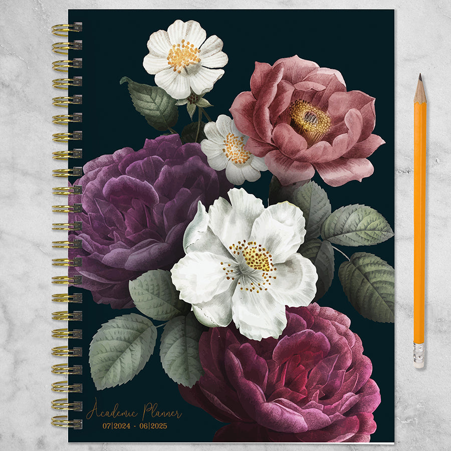 **FINAL SALE** July 2024 - June 2025 Peony and Petals Medium Weekly Monthly Planner