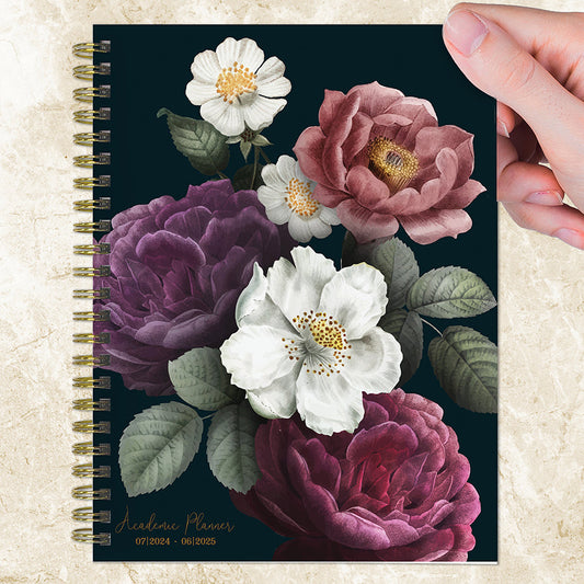 **FINAL SALE** July 2024 - June 2025 Peony and Petals Medium Weekly Monthly Planner