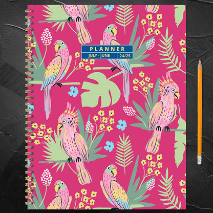 **FINAL SALE** July 2024 - June 2025 Pretty Parrot Large Weekly Monthly Planner