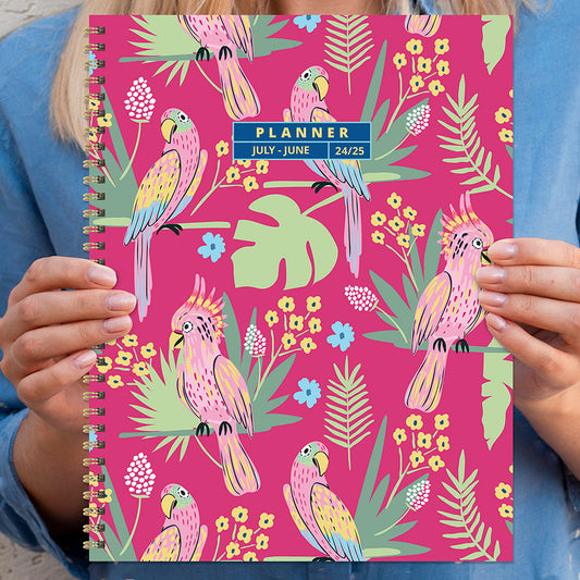 **FINAL SALE** July 2024 - June 2025 Pretty Parrot Large Weekly Monthly Planner