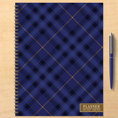 **FINAL SALE** July 2024 - June 2025 Royal Tartan Plaid Large Weekly Monthly Planner