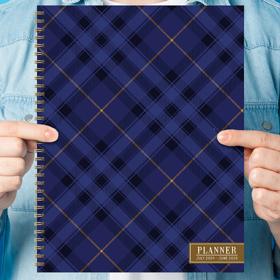 **FINAL SALE** July 2024 - June 2025 Royal Tartan Plaid Large Weekly Monthly Planner