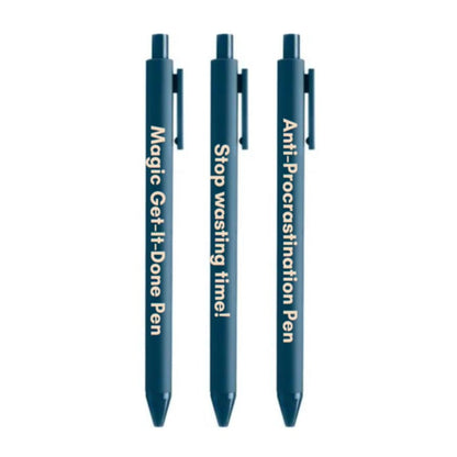 Anti-Procrastination Pen Set 💡 | Gel Click Pen Gift Set | 3 Pens in Navy by The Bullish Store