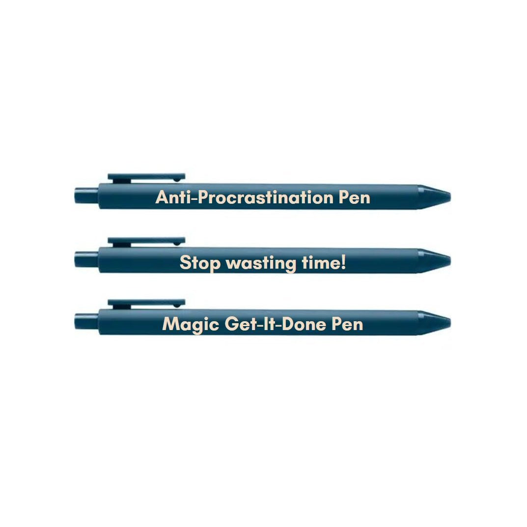 Anti-Procrastination Pen Set 💡 | Gel Click Pen Gift Set | 3 Pens in Navy by The Bullish Store