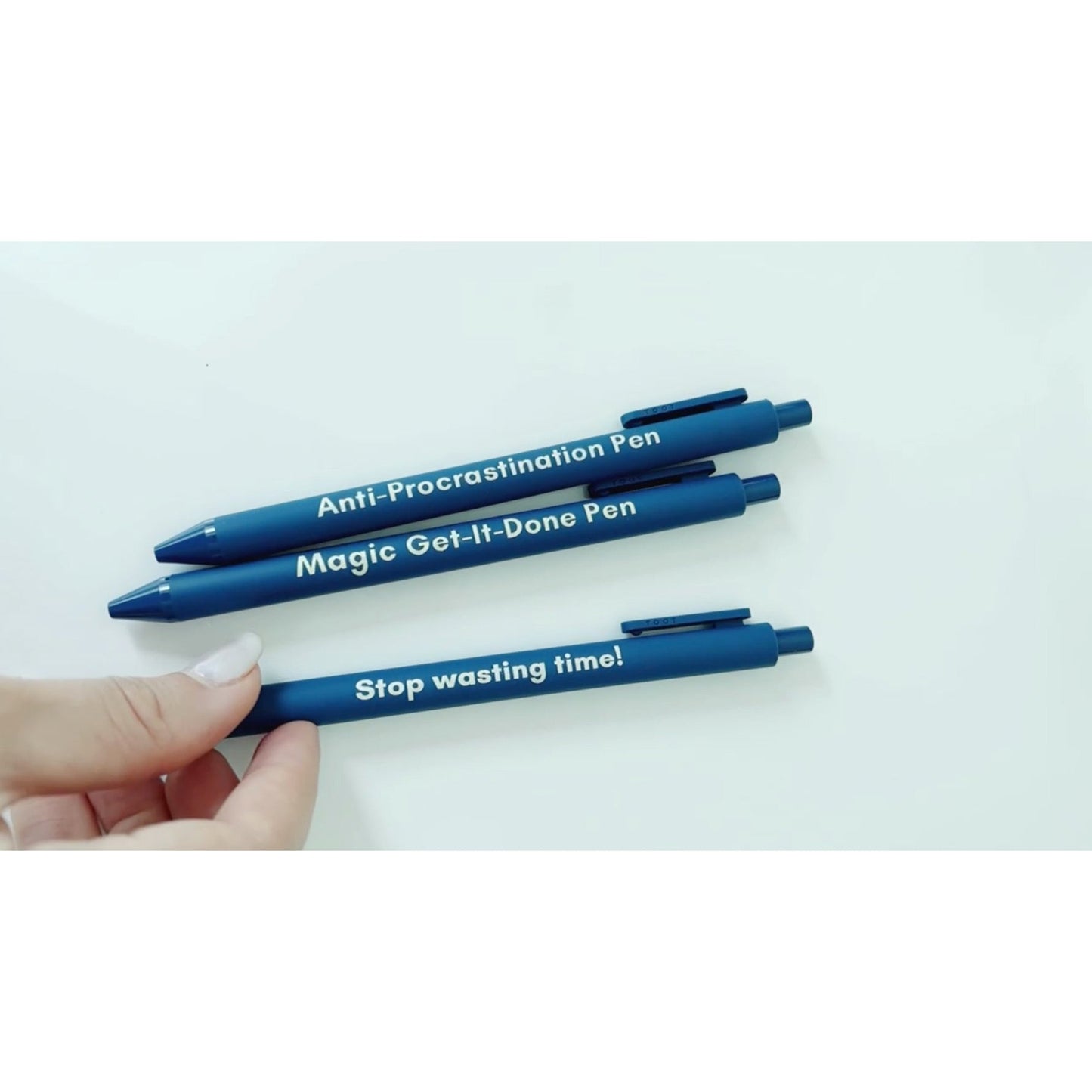 Anti-Procrastination Pen Set 💡 | Gel Click Pen Gift Set | 3 Pens in Navy by The Bullish Store