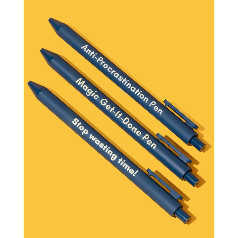 Anti-Procrastination Pen Set 💡 | Gel Click Pen Gift Set | 3 Pens in Navy by The Bullish Store