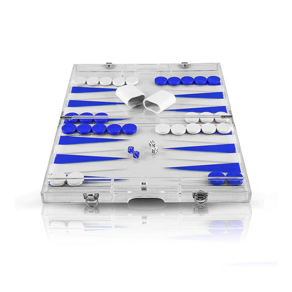 Premium 18-Inch Lucite Backgammon Set - Elegant Design for Timeless Enjoyment