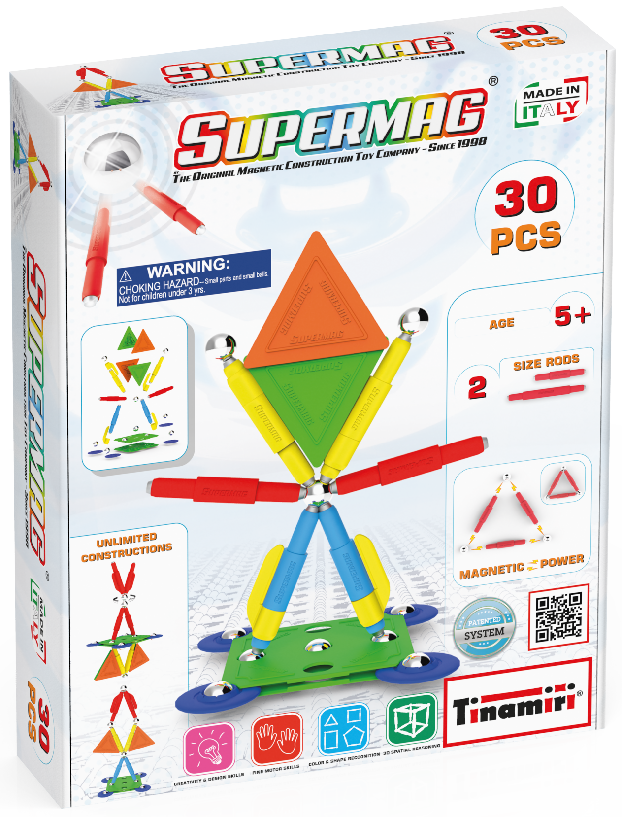 Tinamiri Supermag - Multicolor 30 - Magnetic Building Set, Educational construction fun, 30 piece set, Magnet Toys, 0650